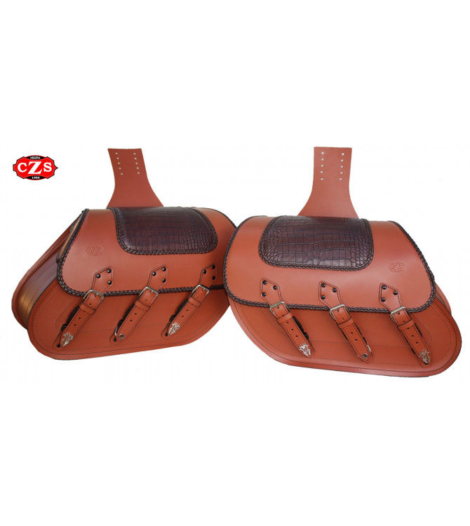 Rigid Saddlebags for Yamaha XV 1900 Midnight Star mod, SUPER STAR Classic Braided - Croco - Specific