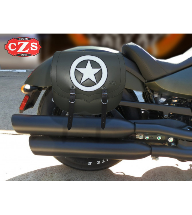 Sacoche pour Royal Enfield Battle Green mod, SPARTA - Armée Étoile - Vert Militaire - DROITE - Spécifique