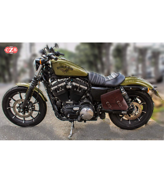 Satteltasche zum Kippen für Sportster 883/1200 mod, LEGION Basis Spezifische - Hellbraunen - LINKS 