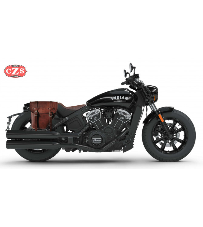 Sacoche pour Indian Scout Bobber 2018 mod, CENTURION Spécifique - Noir/Brun - DROITE
