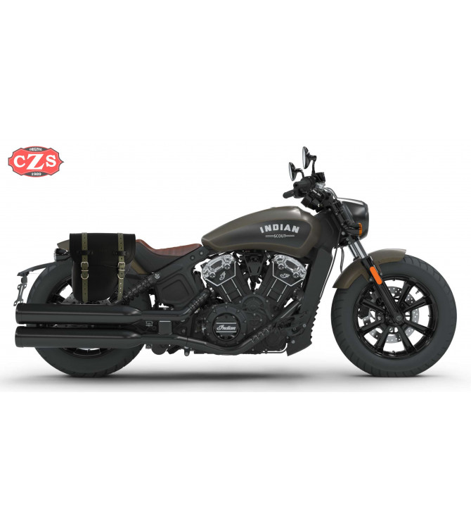 Alforja para Indian Scout Bobber 2018 mod, CENTURION Específica - Negro/Verde - DERECHA