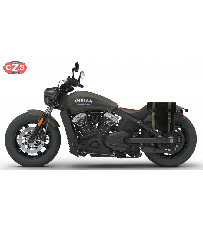 Alforja para Indian Scout Bobber 2018 mod, CENTURION Específica - Negro/Verde- IZQUIERDA