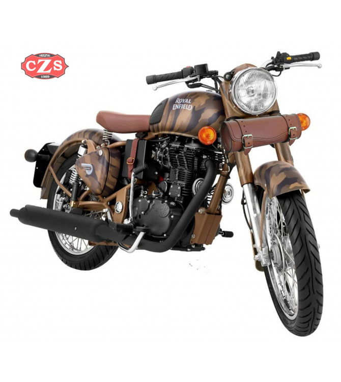 Basis Custom Tollbag für Royal Enfield (29 cm x 11Ø) - Leder Braun -