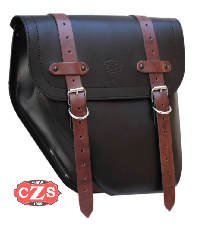 Sacoche pour Indian Scout Bobber 2018 mod, CENTURION Spécifique - Noir/Brun - GAUCHE