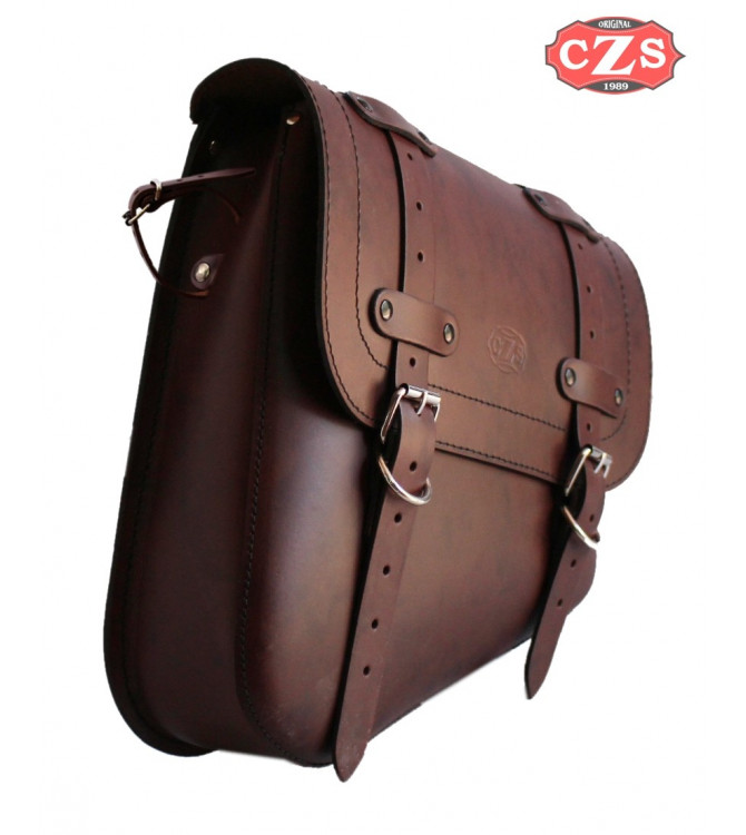 Swing Arm Saddlebag for Indian Scout Bobber mod, HERCULES Basic Specific - Brown - RIGHT