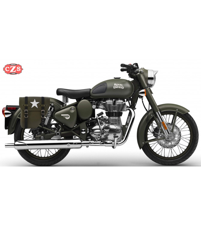 Sacoche pour Royal Enfield Battle Green mod, CENTURION PLATOON Spécifique - White Star - DROITE