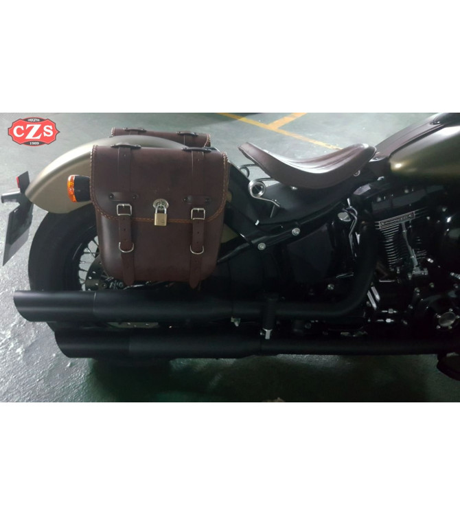 Sacoche pour Softail Slim Harley Davidson mod, ADRIANO Basique - Brun - 