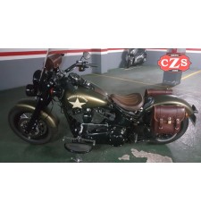 Sacoche pour Softail Slim Harley Davidson mod, ADRIANO Basique - Brun - 