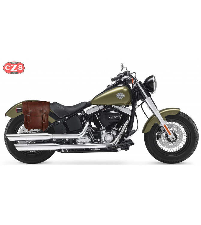 Sacoche pour Softail Slim Harley Davidson mod, ADRIANO Basique - Brun - 