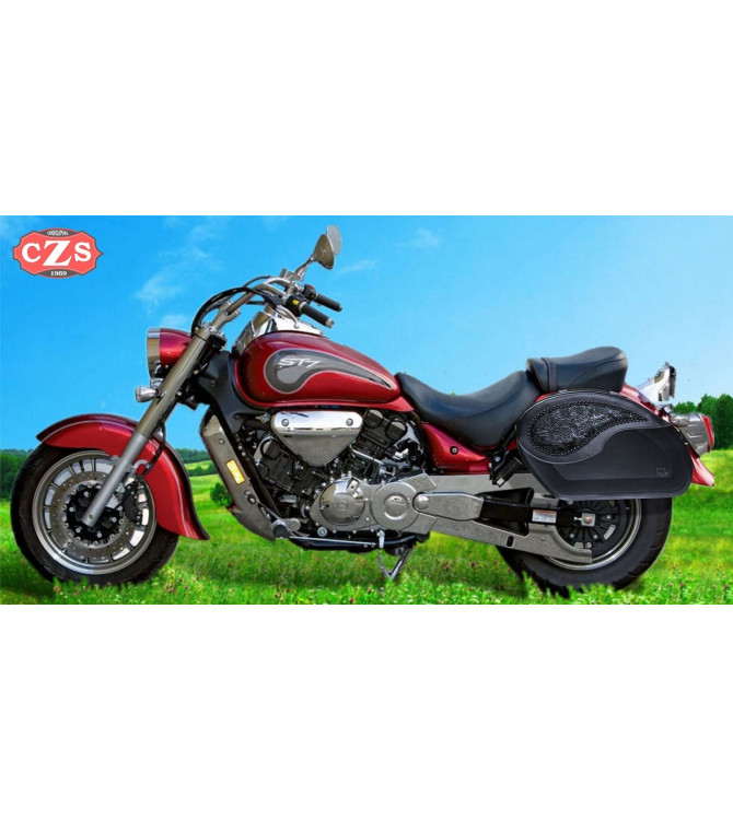 Starr Satteltaschen für Kawasaki Vulcan S 650cc mod, VENDETTA Gotischen Specific