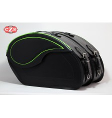 Alforjas Rígidas para Kawasaki Vulcan VN900 mod, VENDETTA - Perfil Verde - Específicas