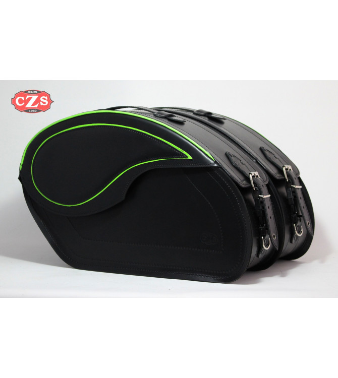 Sacoches Rigide pour Kawasaki Vulcan VN900 mod, VENDETTA - Profil Vert - Spécifique