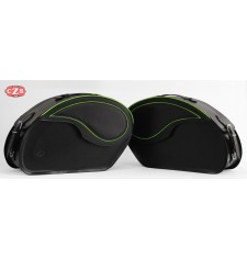 Alforjas Rígidas para Kawasaki Vulcan VN900 mod, VENDETTA - Perfil Verde - Específicas