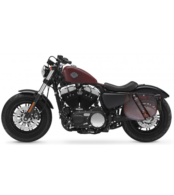 Sacoche pour Sportster Forty-Eight Harley Davidson - 2018 - mod, BANDO Basique Spécifique - Brun - Creuse Amortisseur - GAUCHE 