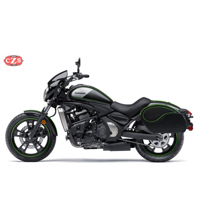 Alforjas Rígidas para Kawasaki Vulcan VN900 mod, VENDETTA - Perfil Verde - Específicas