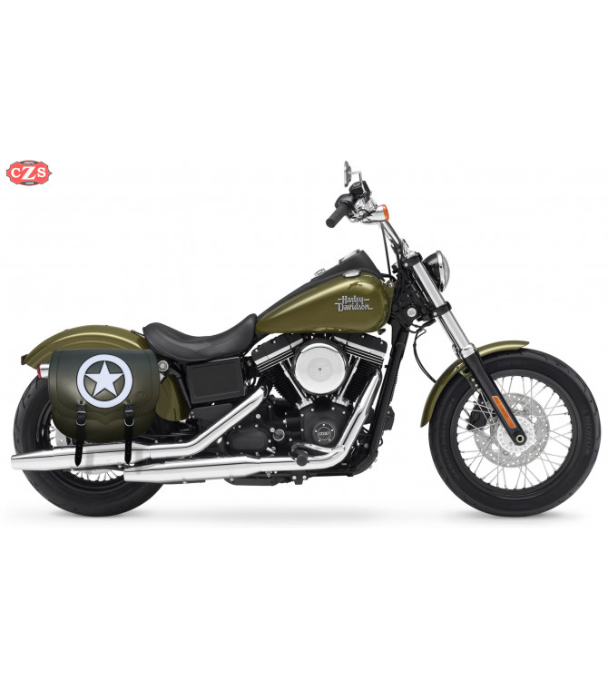 Satteltasche für Royal Enfield Battle Green mod, SPARTA - Militär Stern - Militär Grün - RECHT - Spezisfiche