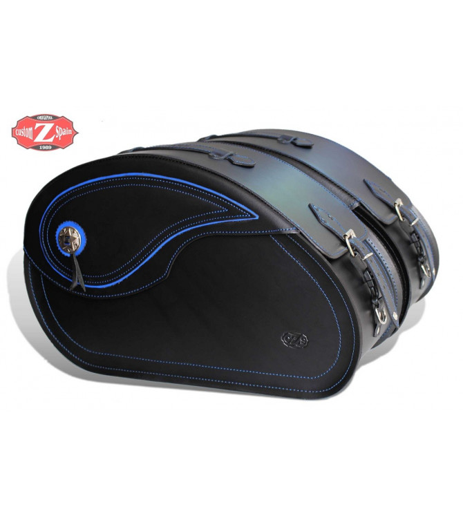 Rigid Saddlebags for Indian Scout Sixty mod, NAPOLEÓN Basic - Blue Thread - Specific