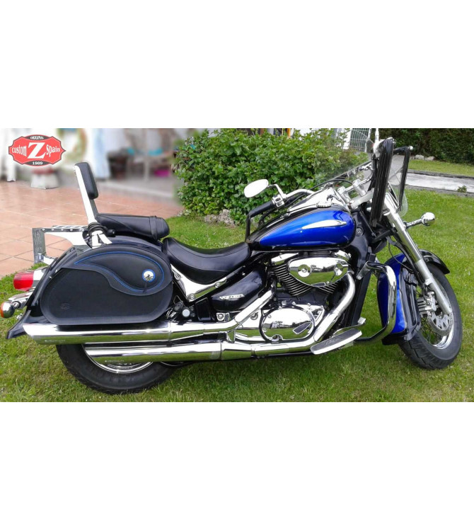 Sacoches Rigide pour Indian Scout Sixty mod, NAPOLEÓN Basique - Fil Bleu - Spécifique