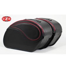 Rigid Saddlebags for Kawasaki Vulcan 900 mod, VENDETTA - Basic - Specific - Red -