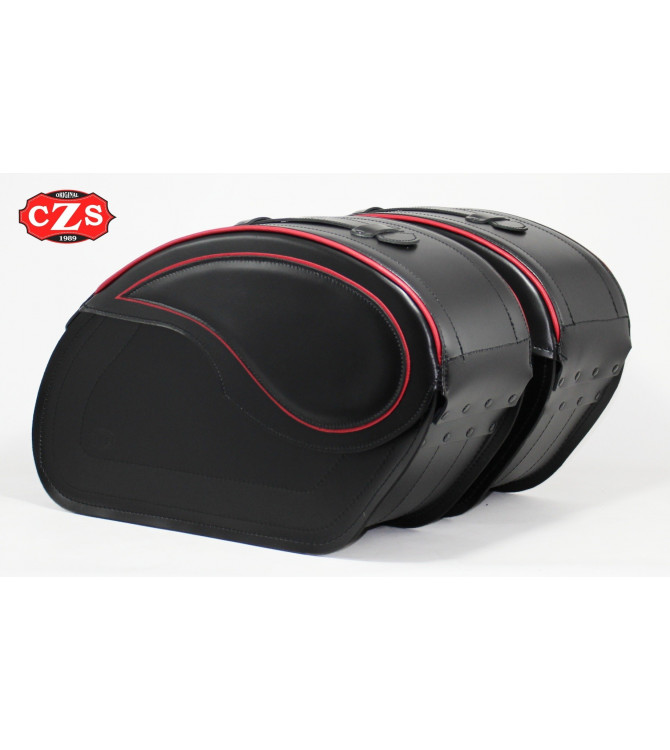 Alforjas Rígidas para Kawasaki Vulcan 900 mod, VENDETTA - Básicas - Específicas - Perfil Rojo -