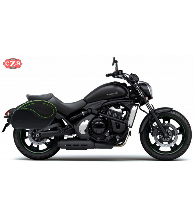 Rigid Saddlebags for Kawasaki Vulcan VN900 mod, VENDETTA - Green Profiles - Specific