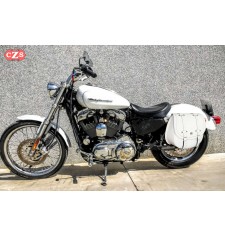 Side saddlebag for Sportster Harley Davidson mod, BANDO Basic Specific - White - Hole for the shock absorber - RIGHT