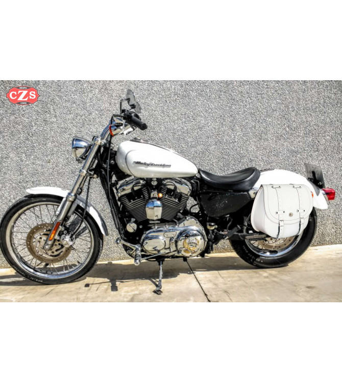 Side saddlebag for Sportster Harley Davidson mod, BANDO Basic Specific - White - Hole for the shock absorber - RIGHT