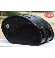 Saddlebags für "Hyosung Aquila GV-650" - mod, VENDETTA Goticas - Rigid - schwarzes Leder - Specific