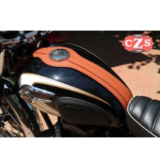 Leather tank panel for Kawasaki W800 mod, ORION - Light Brown -