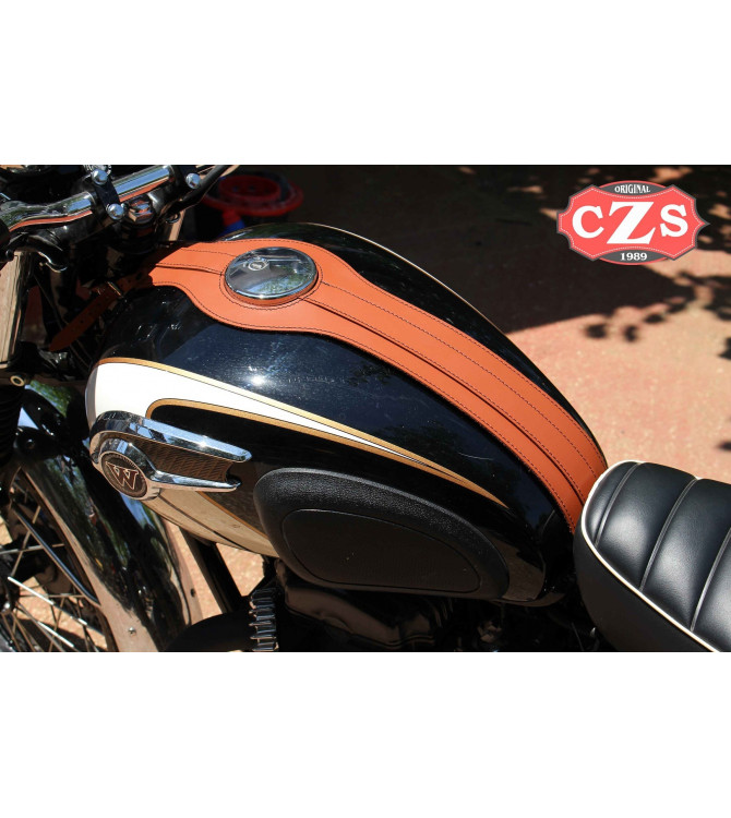 Leder Tankblende für Kawasaki W800 mod, ORION - Hellbraun -
