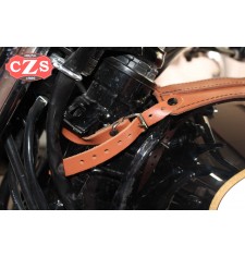 Leather tank panel for Kawasaki W800 mod, ORION - Light Brown -