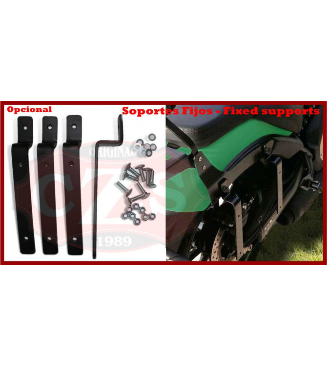 Rigid Saddlebags for Kawasaki Vulcan 900 mod, SUPER STAR Classic Braided - Vulcan Logo Personalized - Specific