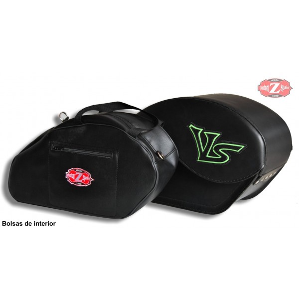 Paire De Sacoches Rigides Avec Feux Arrière Pour Honda Shadow 750 Black Spirit + Supports Universels SC7