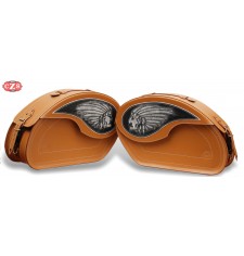 Rigide Saddlebags for Indian Scout Sixty mod, VENDETTA - Indian Chief - Leather Brown - Specific