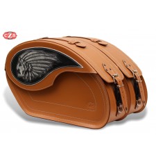 Rigide Saddlebags for Indian Scout Sixty mod, VENDETTA - Indian Chief - Leather Brown - Specific