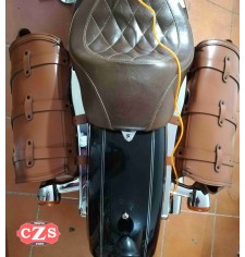 Alforja para Sportster 883/1200 Harley Davidson mod, TRAJANO Básica Específica - Marrón Cuero - Hueco amortiguador - IZQUIERDA