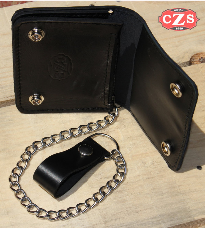 Biker Portefeuille Basique avec Chaîne Métal (10 x 12 cm) - Noire - 