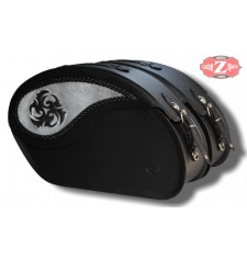 Saddlebags for 750cc Honda Shadow - mod, Tribal Blades - Rigid 