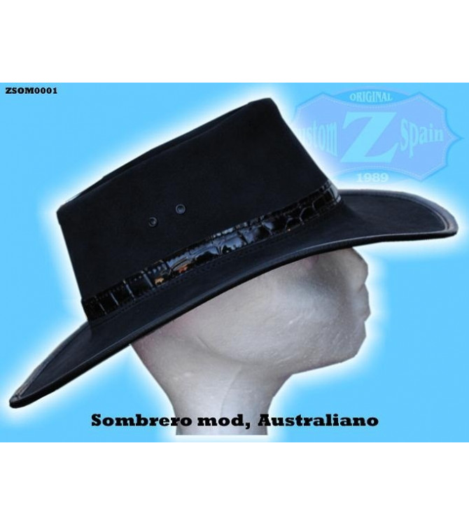 SOMBRERO DE PIEL mod, AUSTRALIANO color cuero 