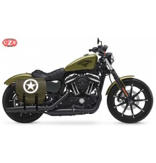 Sacoche pour Sportster 883/1200 Harley Davidson mod, SPARTA - Armée Étoile - Vert Militaire - DROITE - Adaptable 