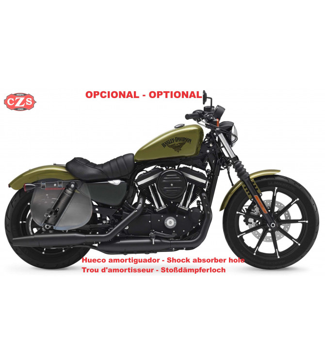 Sacoche pour Sportster 883/1200 Harley Davidson mod, SPARTA - Armée Étoile - Vert Militaire - DROITE - Adaptable 