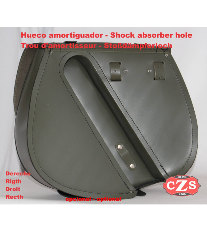 Sacoche pour Sportster 883/1200 Harley Davidson mod, SPARTA - Armée Étoile - Vert Militaire - DROITE - Adaptable 