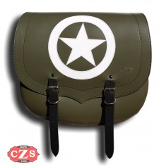 Satteltasche für Sportster 883/1200 Harley Davidson mod, SPARTA - Militär Stern - Militär Grün - RECHT - Anpassungsfähig 