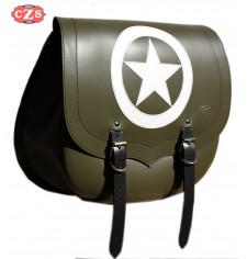 Satteltasche für Sportster 883/1200 Harley Davidson mod, SPARTA - Militär Stern - Militär Grün - RECHT - Anpassungsfähig 