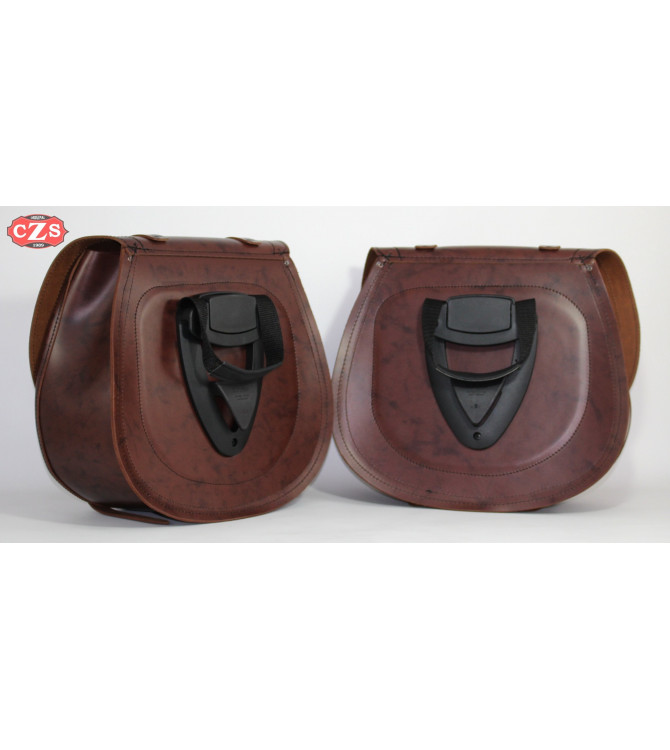 Set of saddlebags for Triumph Bonneville T100 mod, BANDO Basic Adaptable - Brown -