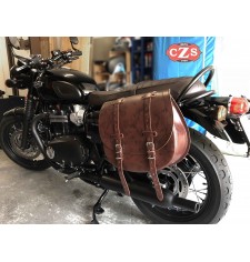 Set of saddlebags for Triumph Bonneville T100 mod, BANDO Basic Adaptable - Brown -