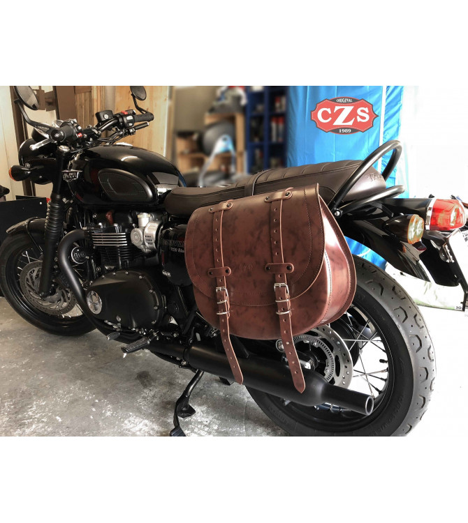Set of saddlebags for Triumph Bonneville T100 mod, BANDO Basic Adaptable - Brown -