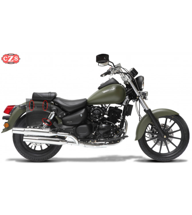 Sacoche pour Hanway Raw BlackCafe 125 mod, sangles CENTURION Noir / Rouge - Adaptable - DROITE