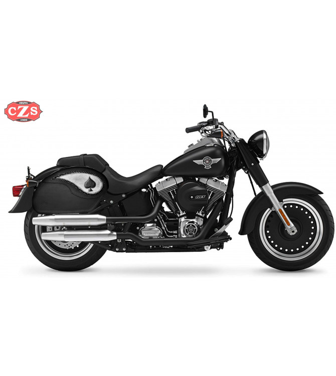 Alforjas Rígidas para Fat Boy Softail Harley Davidson mod, VENDETTA - As de Picas - Específicas