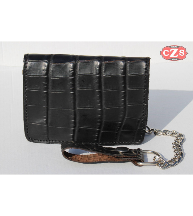 Basis Biker Wallet mit Metallkette (10 x 12 cm) - Schwarz -